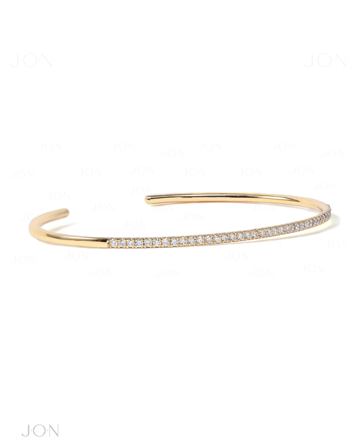 18K Gold 0.60 Ct. Genuine Diamond 2 mm Thick Cuff Bangle Bracelet Fine Jewelry