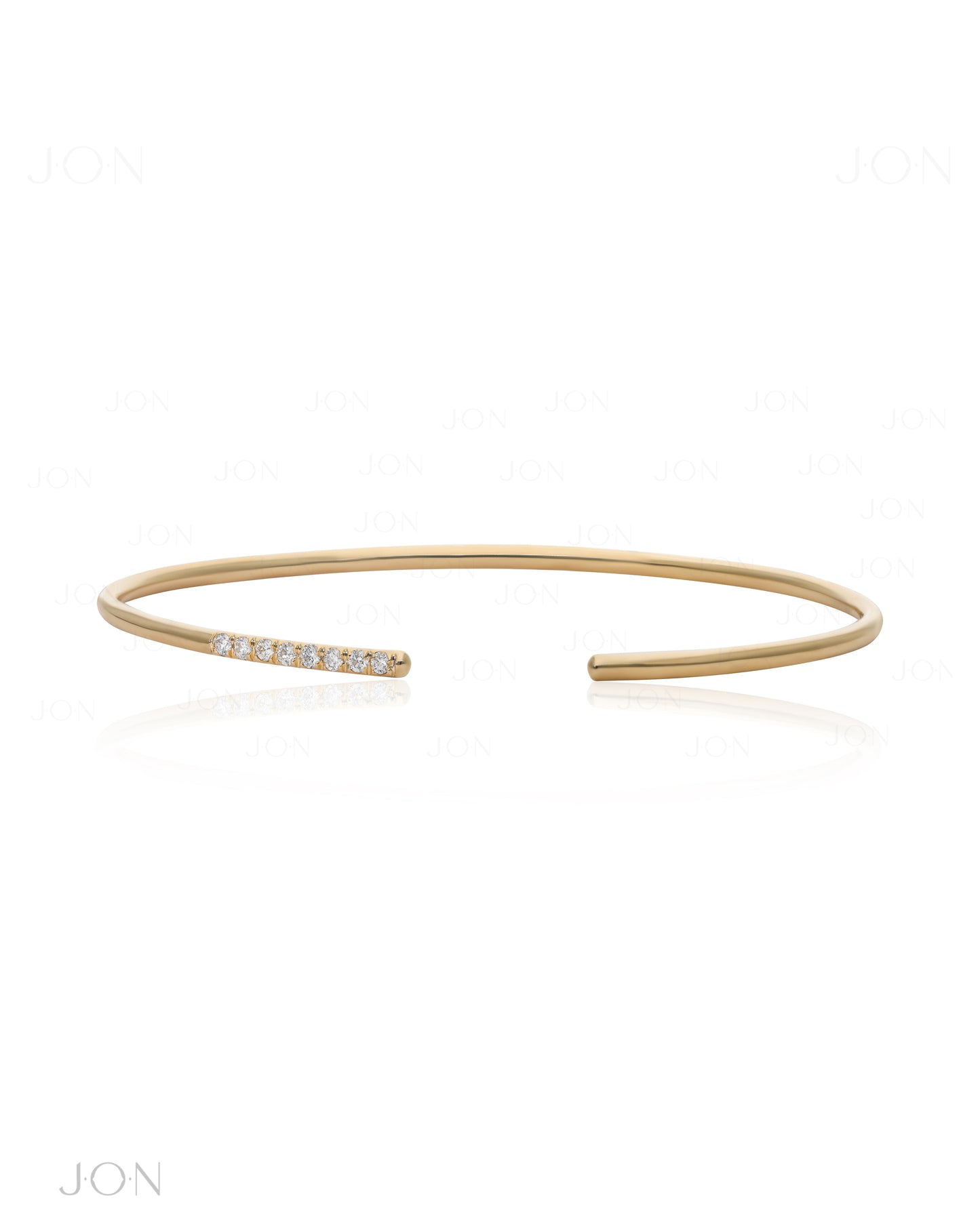 14K Gold 0.15Ct. Genuine Diamond Spring Action Cuff Bangle Bracelet Fine Jewelry