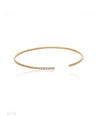 14K Gold 0.15Ct. Genuine Diamond Spring Action Cuff Bangle Bracelet Fine Jewelry