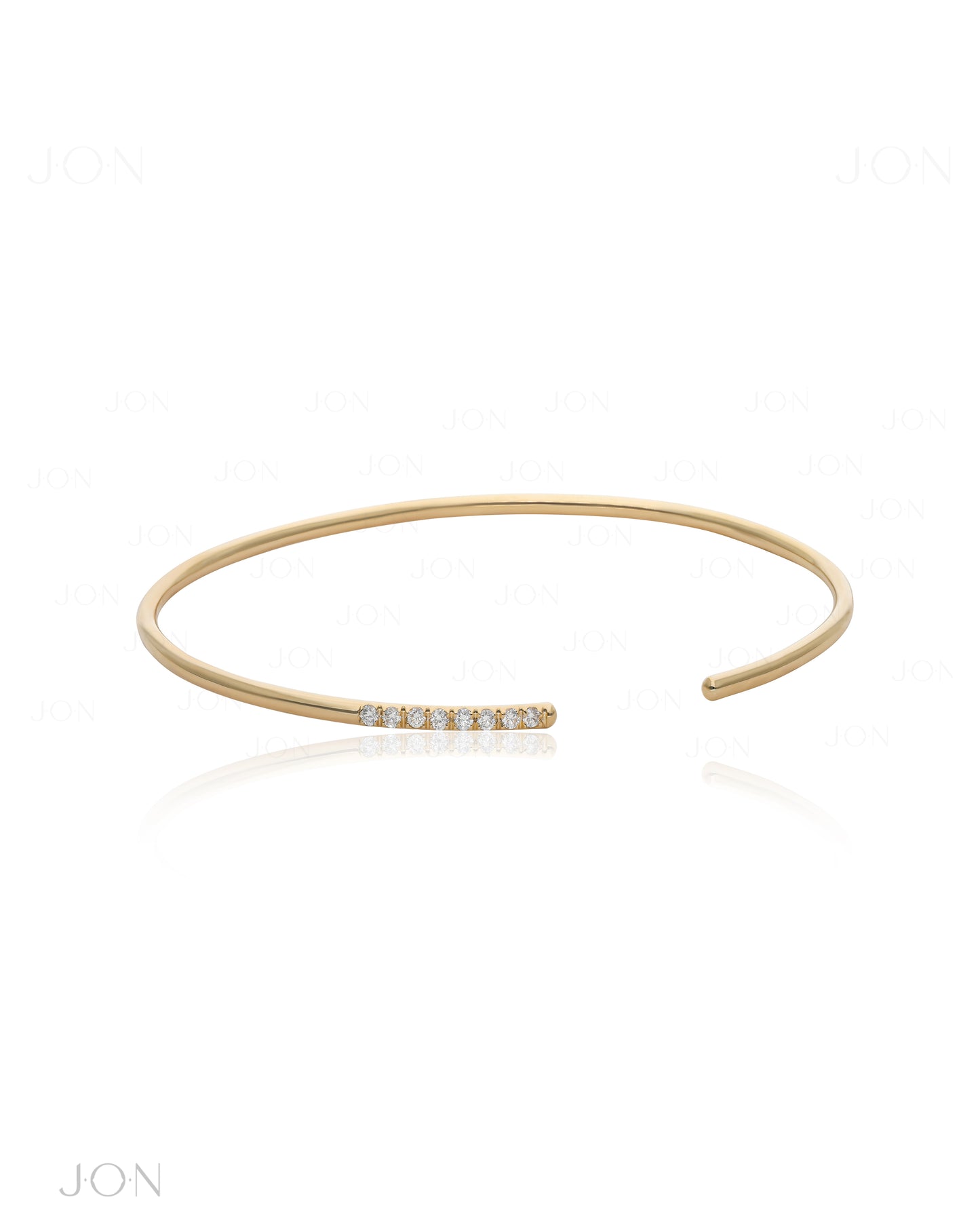 14K Gold 0.15Ct. Genuine Diamond Spring Action Cuff Bangle Bracelet Fine Jewelry