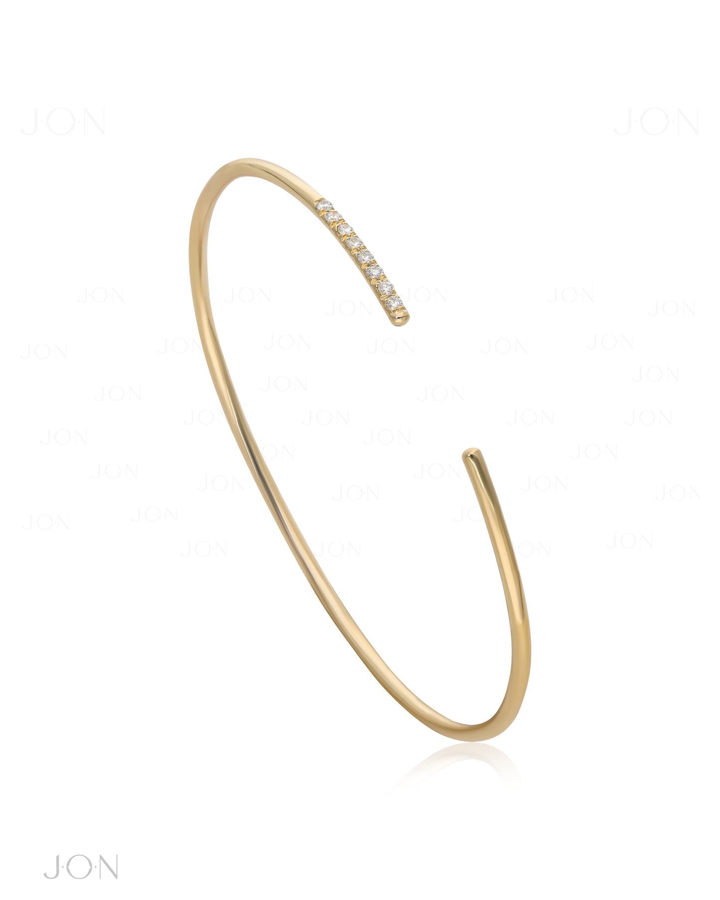 14K Gold 0.15Ct. Genuine Diamond Spring Action Cuff Bangle Bracelet Fine Jewelry