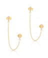 14K Gold 0.10 Ct. Genuine Diamond Double Bar Chain Earrings Fine Jewelry