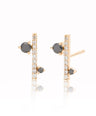 14K Gold 0.25 Ct. Genuine White And Black Diamond Bar Studs Earring Fine Jewelry