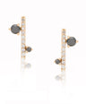 14K Gold 0.25 Ct. Genuine White And Black Diamond Bar Studs Earring Fine Jewelry