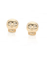 14K Gold 0.04 Ct. Genuine Diamond Skull Stud Earrings Halloween Fine Jewelry