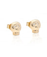 14K Gold 0.04 Ct. Genuine Diamond Skull Stud Earrings Halloween Fine Jewelry