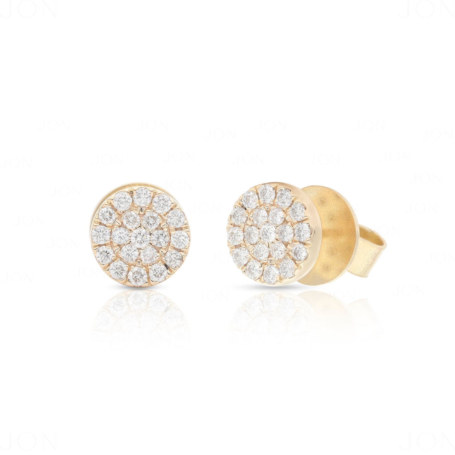 14K Gold 0.38 Ct. Genuine Diamond Round Disc Earrings Fine Jewelry