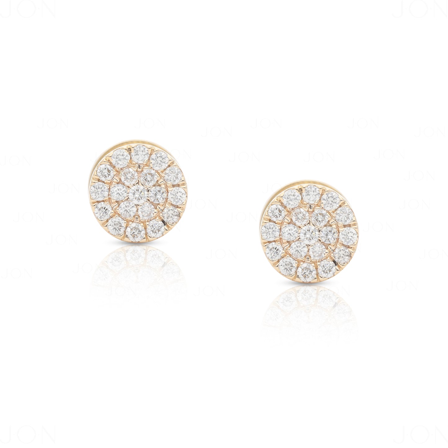 14K Gold 0.38 Ct. Genuine Diamond Round Disc Earrings Fine Jewelry