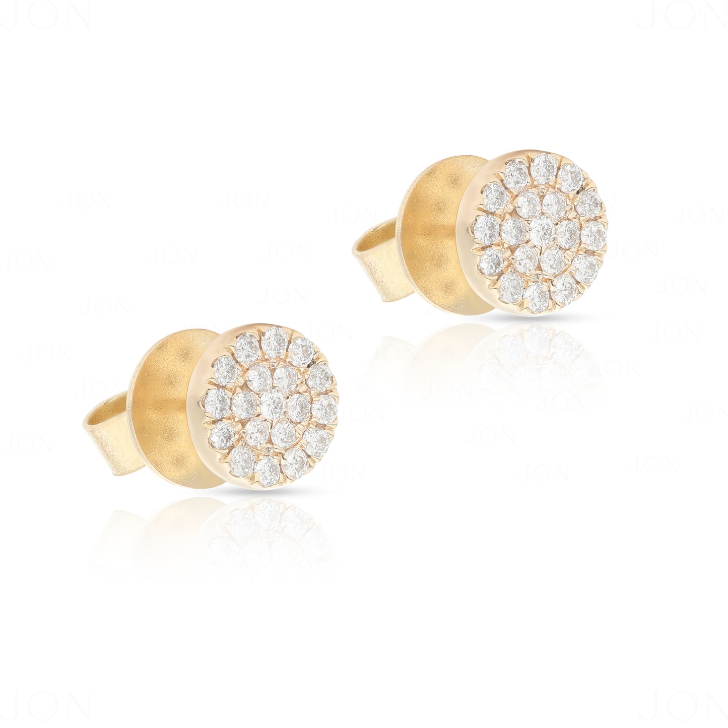 14K Gold 0.38 Ct. Genuine Diamond Round Disc Earrings Fine Jewelry