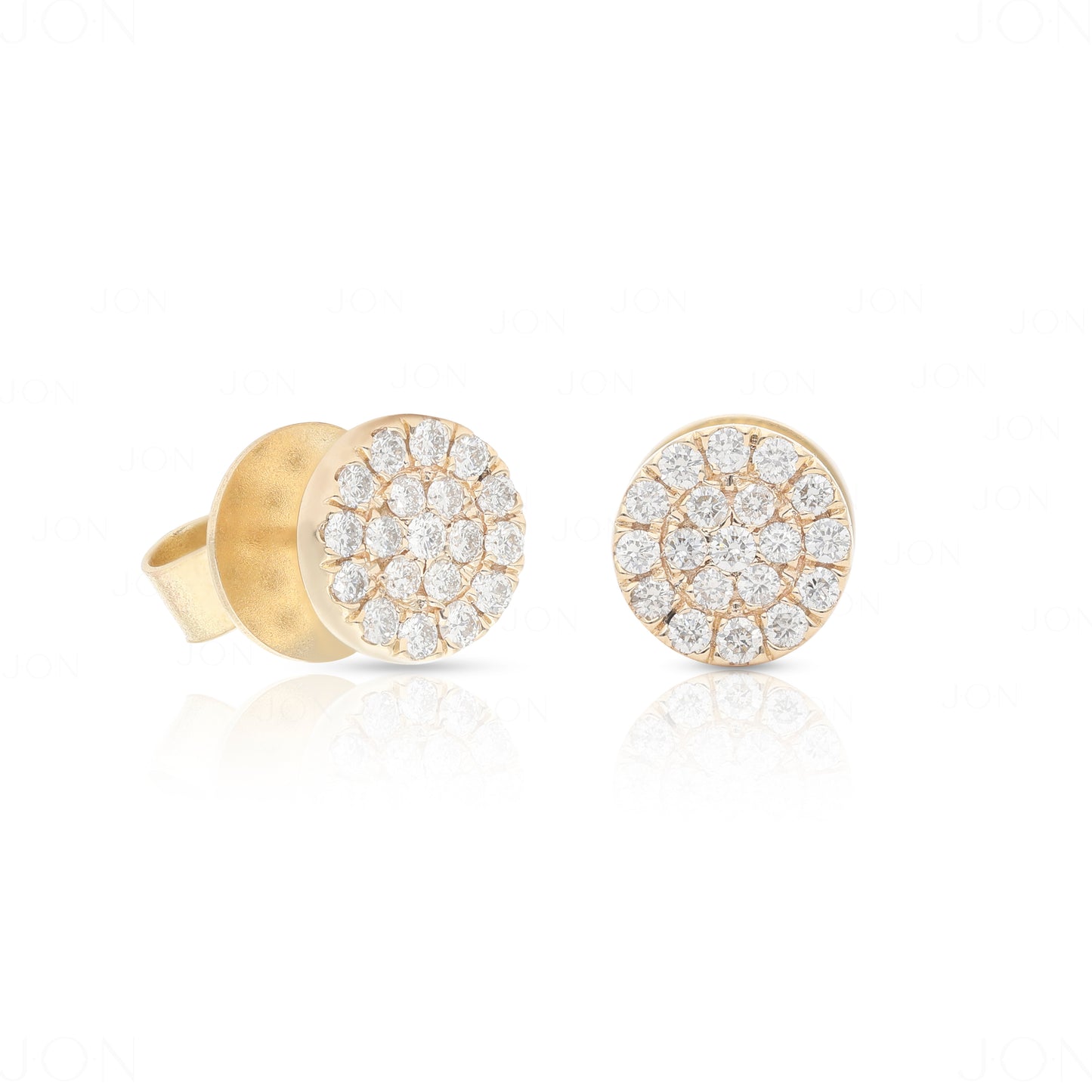 14K Gold 0.38 Ct. Genuine Diamond Round Disc Earrings Fine Jewelry