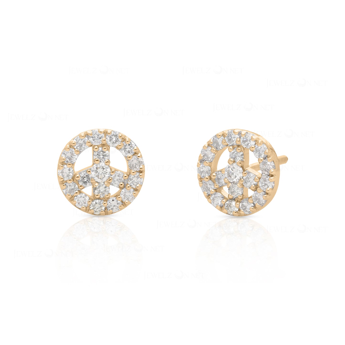 14K Gold 0.34 Ct. Genuine Diamond 9 mm Sign Of Peace Earrings Fine Jewelry