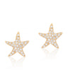 14K Gold 0.45 Ct. Genuine Pave Diamond Starfish Earrings Handmade Fine Jewelry