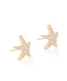 14K Gold 0.45 Ct. Genuine Pave Diamond Starfish Earrings Handmade Fine Jewelry