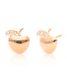 14K Solid Gold 0.04 Ct. Genuine Diamond Apple Shape Studs Earrings Fine Jewelry