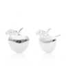 14K Solid Gold 0.04 Ct. Genuine Diamond Apple Shape Studs Earrings Fine Jewelry