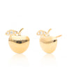 14K Solid Gold 0.04 Ct. Genuine Diamond Apple Shape Studs Earrings Fine Jewelry