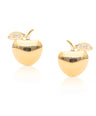 14K Solid Gold 0.04 Ct. Genuine Diamond Apple Shape Studs Earrings Fine Jewelry