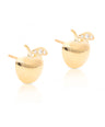 14K Solid Gold 0.04 Ct. Genuine Diamond Apple Shape Studs Earrings Fine Jewelry