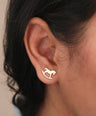 14K Gold 0.01 Ct. Genuine Diamond Tiny Rocking Horse Studs Earrings Fine Jewelry