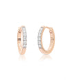 14K Gold 0.18 Ct. Genuine Diamond Tiny Huggie Hoop Earrings Fine Jewelry