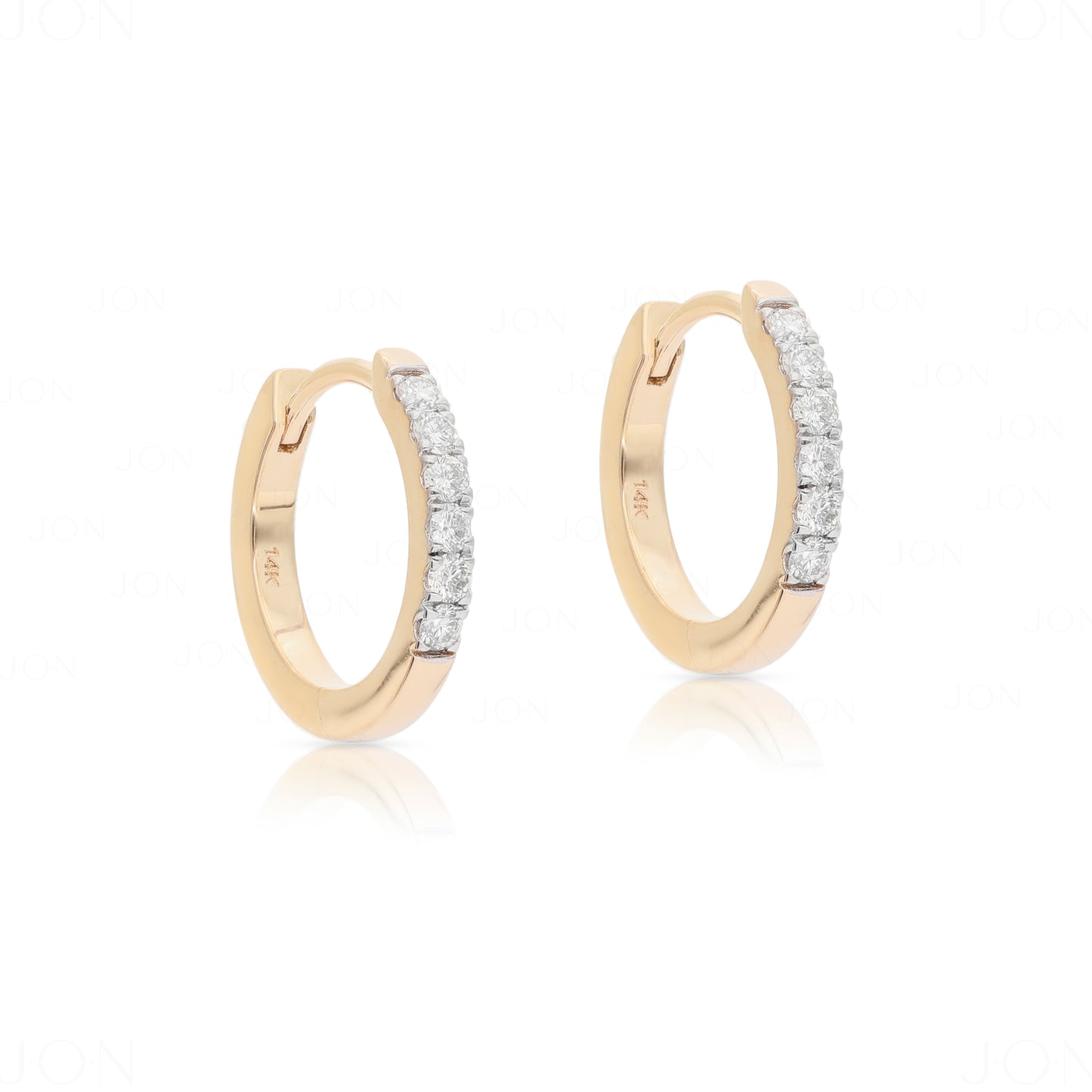 14K Gold 0.18 Ct. Genuine Diamond Tiny Huggie Hoop Earrings Fine Jewelry