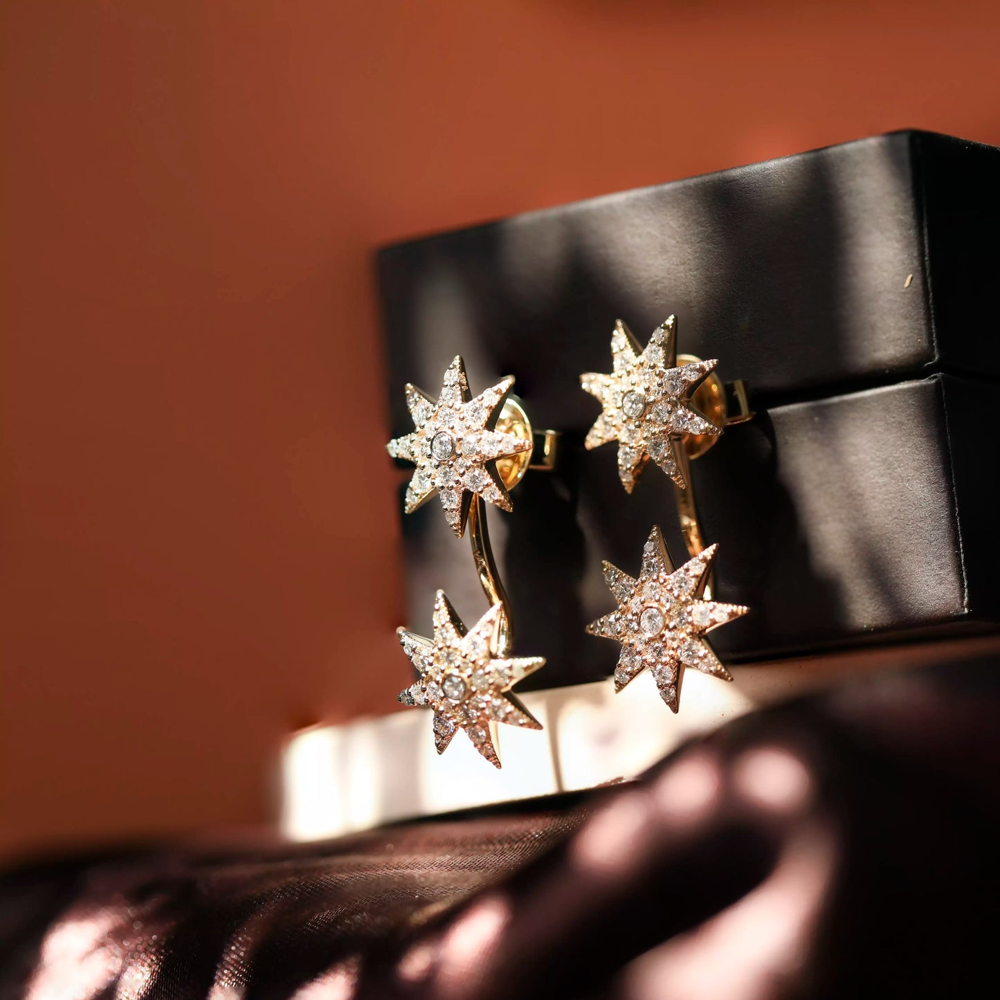 14K Gold 0.87 Ct. Genuine Diamond Starburst Jacket Earrings Fine Wedding Jewelry
