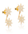 14K Gold 0.87 Ct. Genuine Diamond Starburst Jacket Earrings Fine Wedding Jewelry