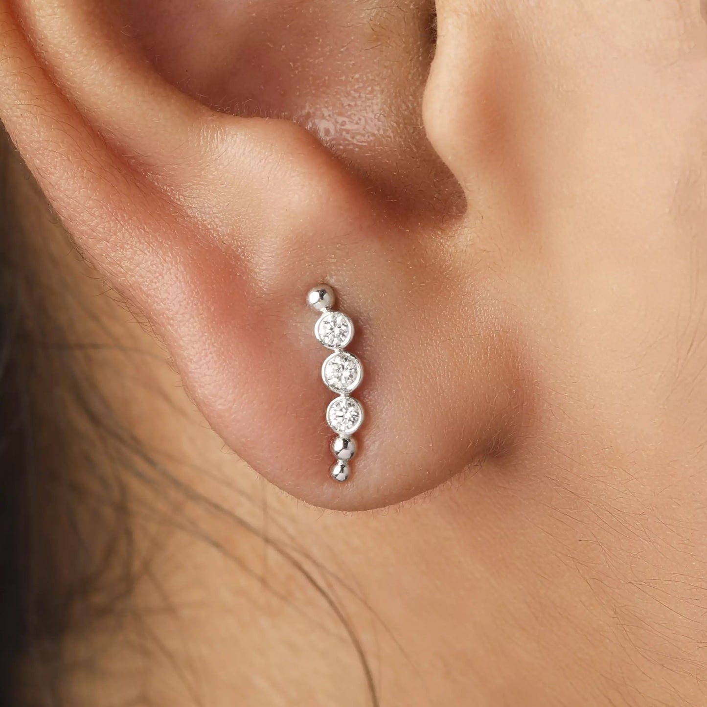 14K Gold 0.16 Ct. Genuine Diamond Ear Crawler Climber Earrings Fine Jewelry