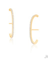 14K Gold 0.26 Ct. Genuine Diamonds Long Stick Hoop Huggie Earrings Fine Jewelry