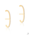 14K Gold 0.26 Ct. Genuine Diamonds Long Stick Hoop Huggie Earrings Fine Jewelry