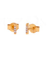 14K Yellow Gold 0.04 Ct. Genuine Diamond 6 mm Round Bar Studs Earrings Jewelry