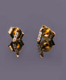14K Yellow Gold 0.04 Ct. Genuine Diamond 6 mm Round Bar Studs Earrings Jewelry