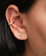 14K Gold 0.08 Ct. Genuine Baguette Diamond Cuff Earrings Handmade Fine Jewelry