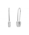 14K Gold 0.10 Ct. Genuine Diamond 18.5 mm Safety Pin Earrings Fine Jewelry