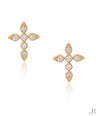 14K Gold 0.12 Ct. Genuine Diamond Crucifix Cross Jesus Piece Fine Studs Earrings