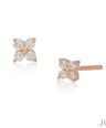 14K Gold 0.16 Ct. Genuine Diamond Tiny Floral Studs Earrings Fine Jewelry