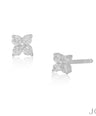 14K Gold 0.16 Ct. Genuine Diamond Tiny Floral Studs Earrings Fine Jewelry