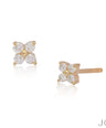 14K Gold 0.16 Ct. Genuine Diamond Tiny Floral Studs Earrings Fine Jewelry