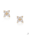 14K Gold 0.16 Ct. Genuine Diamond Tiny Floral Studs Earrings Fine Jewelry