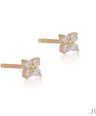 14K Gold 0.16 Ct. Genuine Diamond Tiny Floral Studs Earrings Fine Jewelry