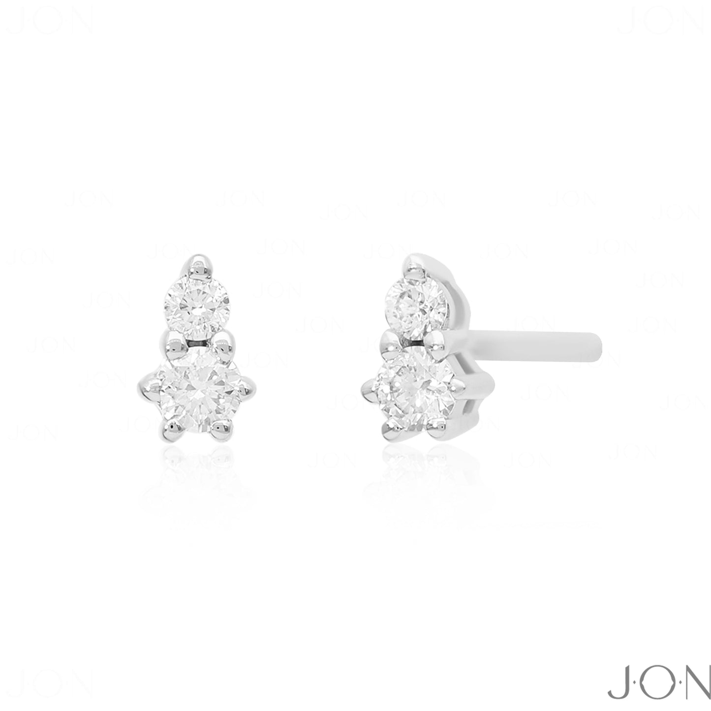 14K Gold 0.09 Ct. Genuine Diamond Minimalist Studs Earrings Fine Jewelry