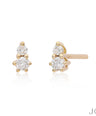 14K Gold 0.09 Ct. Genuine Diamond Minimalist Studs Earrings Fine Jewelry