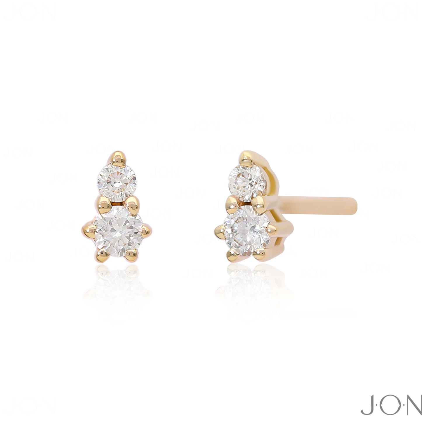 14K Gold 0.09 Ct. Genuine Diamond Minimalist Studs Earrings Fine Jewelry