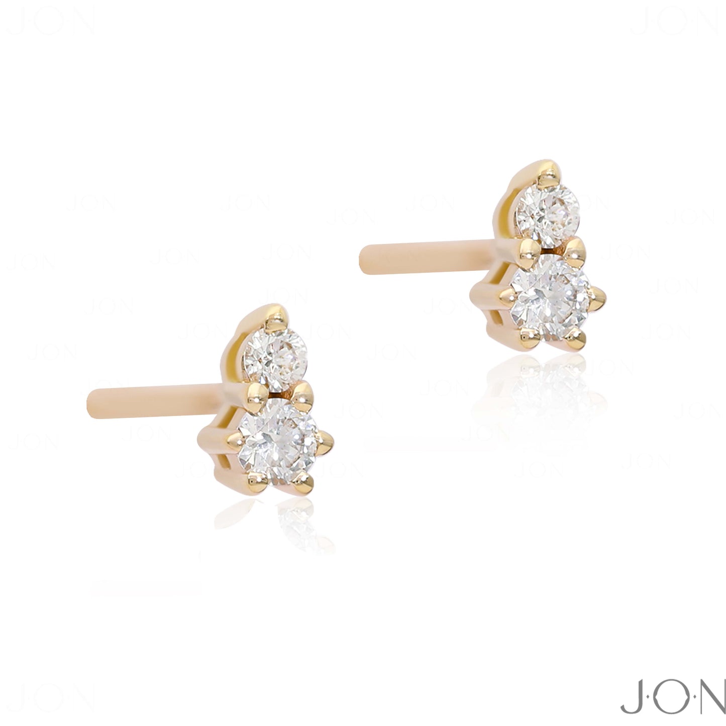 14K Gold 0.09 Ct. Genuine Diamond Minimalist Studs Earrings Fine Jewelry