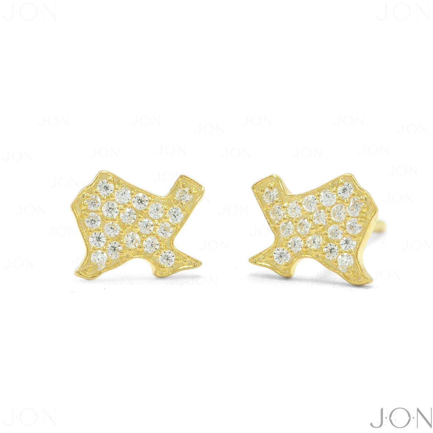 14k Gold 0.20 Ct. Genuine Diamond Texas Map Design Studs Earrings Fine Jewelry