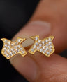 14k Gold 0.20 Ct. Genuine Diamond Texas Map Design Studs Earrings Fine Jewelry