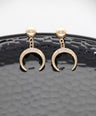 14K Gold 0.11 Ct. Genuine Diamond Horn Design Drop Earrings Fine Jewelry