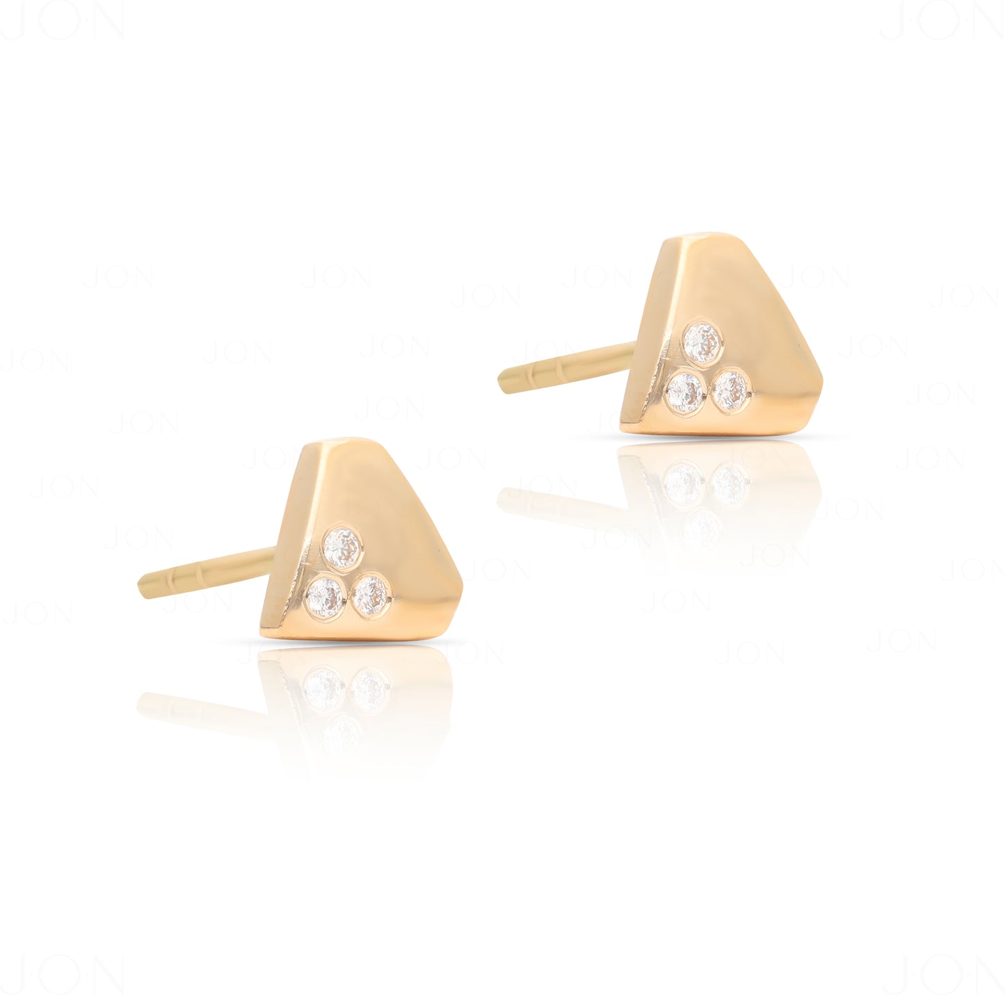 14K Gold 0.03 Ct. Genuine Diamond Mini Triangle Shape Studs Earring Fine Jewelry