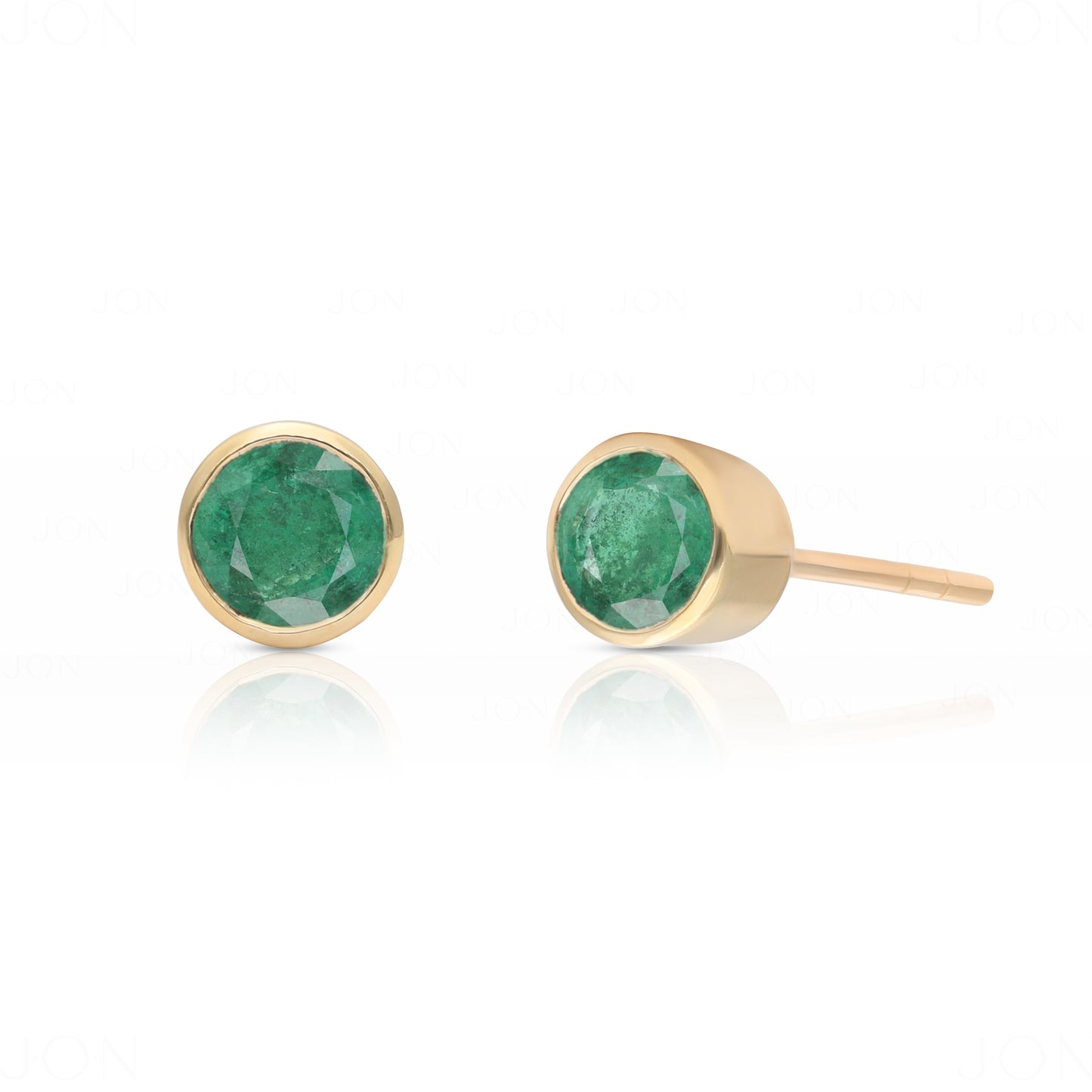 Bezel Emerald Studs