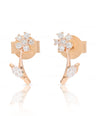 14K Gold 0.20 Ct. Genuine Diamond Leaf Floral Design Studs Earrings Fine Jewelry